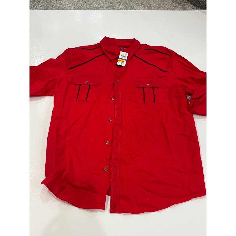 INC International Concepts Mens XXL Red Western Piping Button Down Shirt New